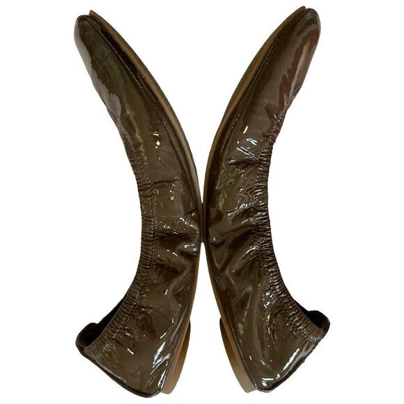 Tory Burch Eddie Ballet Smooth Natplak Flats Size 7.5‎ Brunette Patent Leather - Picture 4 of 7